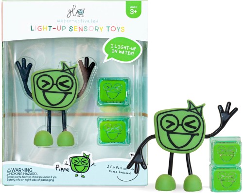 glo pals postać do kąpieli z sensorycznymi kostkami świcącymi w wodzie Pippa kolor zielony