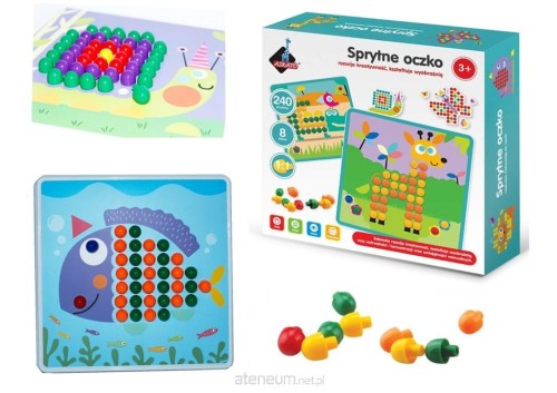 sprytne oczko 3+ , mozaika z pinezkami  genialny dzieciak